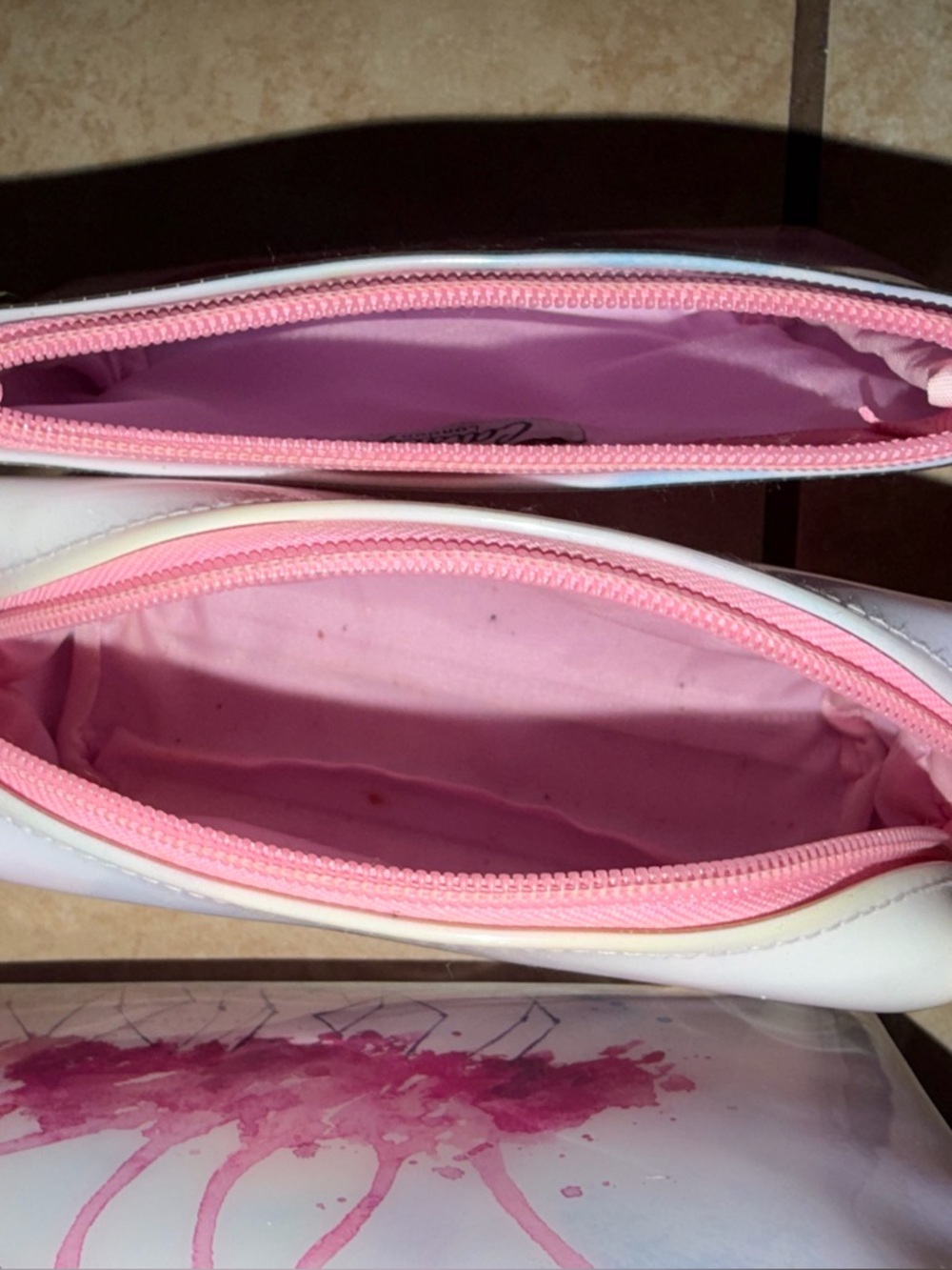 CATSEYE LONDON PINK & BLUE FLAMINGO COSMETICS BAG BUNDLE-CASE POUCH LINED ZIPPER - Picture 8 of 8